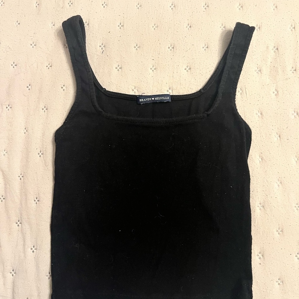 Brandy Melville Black Square Neck Ribbed Tank
